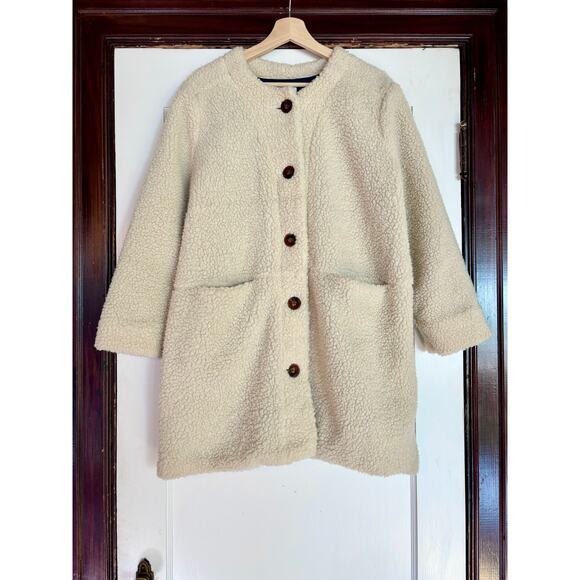 Loup Cream Neutral Shearling Teddy Coat (Made in USA)- Size Large, Minimalist - Picture 1 of 6